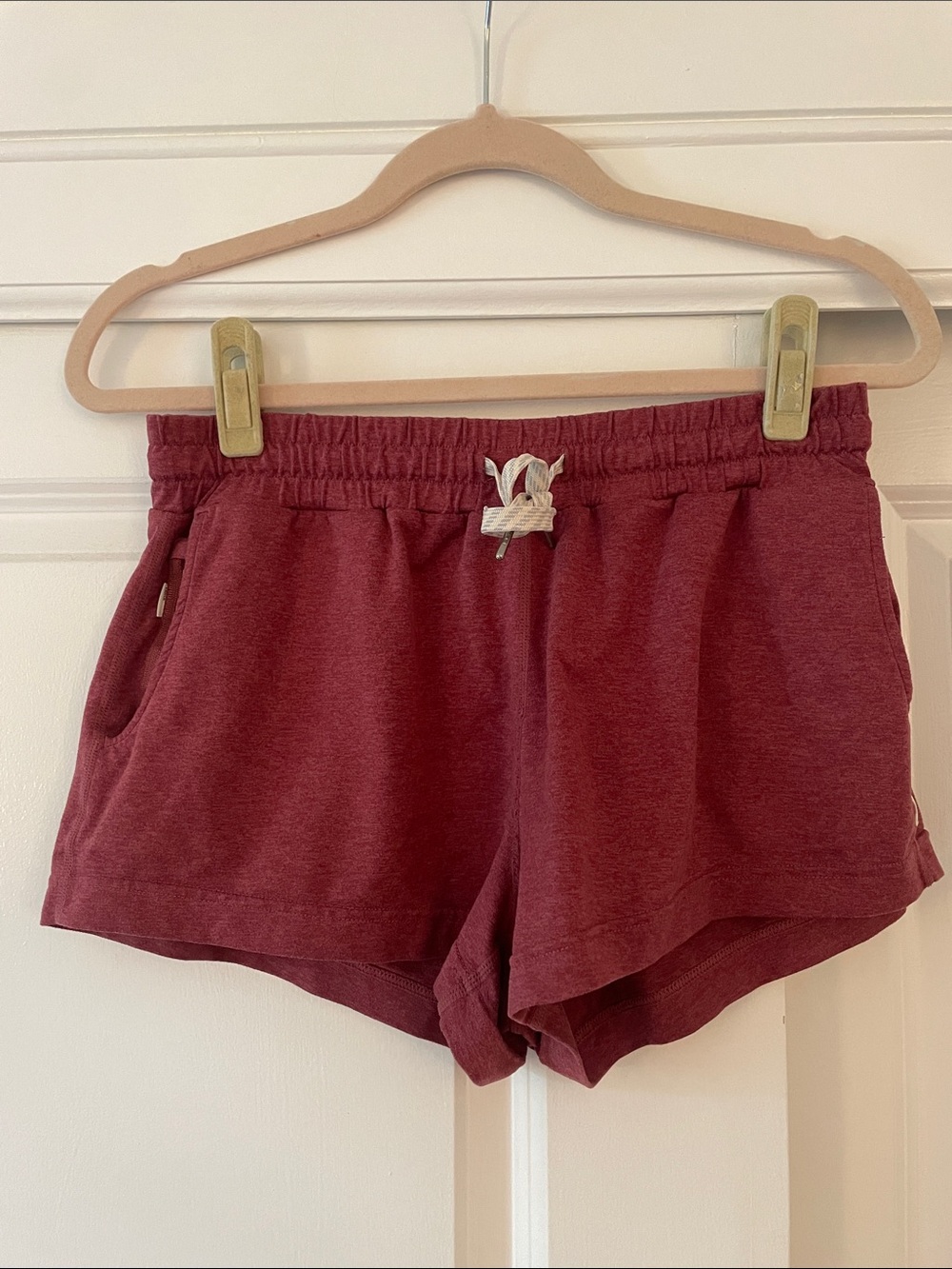 Vuori Maroon Elastic Waist Halo Shorts